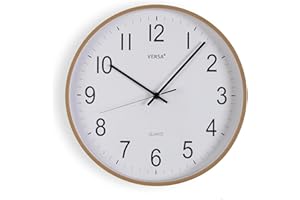 Versa Reloj de Pared silencioso y Decorativo, para Cocina, Salón o Comedor - Fácil de Leer, Medidas 35 x 5,2 x 35 cm, Madera MDF, Color Madera Clara