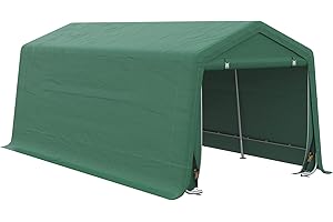 Outsunny Tente Garage carport 6 x 3 m Acier galvanisé Robuste PE Haute densité 180 g/m² imperméable Anti-UV - Vert