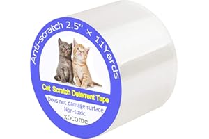 XOCOME Nastro antigraffio per gatti, protezione antigraffio per porte da 6,35 cm x 10 m, autoadesivo su un lato, trasparente, per divani, porte, tavoli e mobili