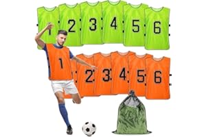 MSYU 12 Pcs Adult Team Training Vest Breathable Numbered Scrimmage Sleeveless Training Pinnies Training Bibs Quick-Dry Sport Bibs Sport Practice Vest with Carry Bag