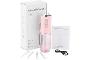 BODYA Hydropulseur électrique étanche sans fil 220 ml avec 4 embouts de jet, 3 modes de pression (rose)