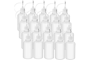TBeautfave Needle Bottle Applicator,10ml Glue Bottle with Needle Tip Caps Liquid Dropper Filling Bottles, Applicator Bottle, for DIY Quilling Craft, Acrylic Painting, Small Gluing Projects 20pcs