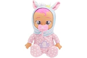 IMC TOYS CRY BABIES Bebes Llorones Tiny Cuddles Newborn Jenna, Muñeca Bebé de Peluche con Pijama de Recién Nacida, Puede Sentarse, Llora Lágrimas de Verdad, Jueguete Regalo para Niñas y Niños a Partir de 18 Meses
