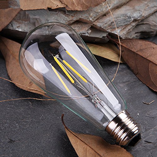 Loft Retro E27 Edison Floor Lamp Cafe Home Bar Decoration(With 4W Glass Edison ST64 LED Bulb Light)