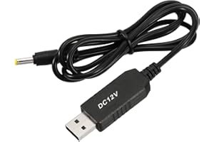 YOKIVE DC 5V bis DC 12V USB Höhe Spannung Konverter Strom Kabel mit DC Jack 4.0mm x 1.7mm Perfekt für Router Kamera Autofahr Rekorder (Schwarz 6W 1A)