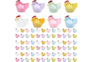 Aweisile Mini Polli Luminosi in Resina 80 Pezzi Mini Pollo in Resina Figurine Pulcino in Miniatura Piccoli Polli in Resina Mini Statua del Pulcino Statua di Pollo in Miniatura per Micro Paesaggio