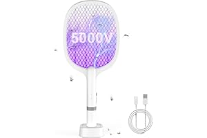 YOUBST Electric Fly Swatter, 4800 V, 2000 mAh Electric Fly Swatter with High Capacity Battery, USB Rechargeable, Fly Catcher, Strong for Mosquitoes, Flies, Moths (Ash Colour)