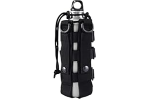 Colexy Bolsa táctica para Botellas de Agua, Ajustable Mochila Jaula para Botella de Agua, Material de Nylon con cordón, Adecuado para Correr, Senderismo,Ciclismo,Camping (Negro)