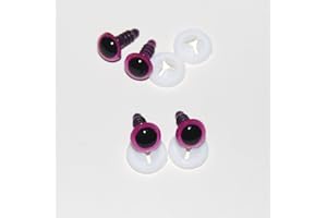 celloexpress 8mm GLASS LIKE Raspberry Pink Eyes with Plastic Backs - Safety Eyes for Soft Toy or Teddy Bear Making - Pack of 2 Pairs