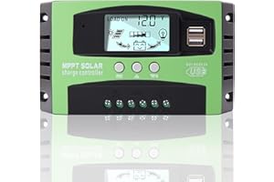 YOVING 100A MPPT Solar Controlador de Carga,12V 24V Panel Solar Batería Regulador Inteligente con Pantalla LCD Dual USB,Múltiples Modos de Control de Carga Pantalla LCD Ajustable (Green)