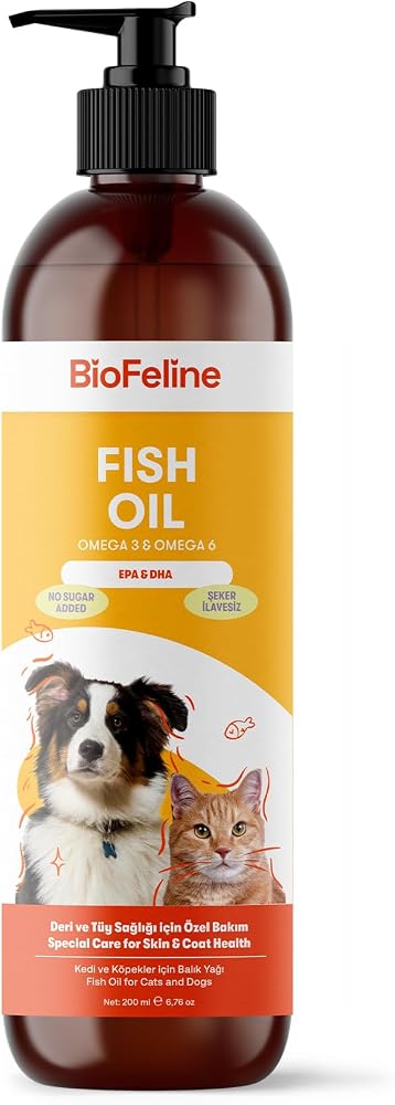 Biofeline Fish Oil ve Omega 3 ve 6 İçerikli Balık Yağı ve Kedi ve Köpekler İçin Tüy ve Genel Sağlık Destekleyici