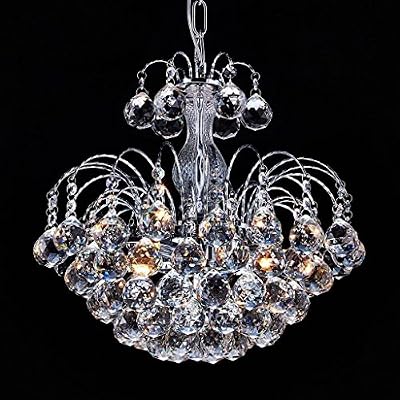 Lightess Lustre en Cristal Moderne Finition Chromée Plafond Pendentif Luminaires avec pour Chambre, Bureau, Salle à manger, Chambre à coucher, Salon, Hôtel