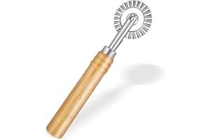 LIQWEI Pasta Cutter Wheel, Pastry and Pasta Cutter Wheel Pastry Ravioli Wheel Cutter with Long Wooden Handle for Ravioli Pasta Dumplings Lasagna Pierogi