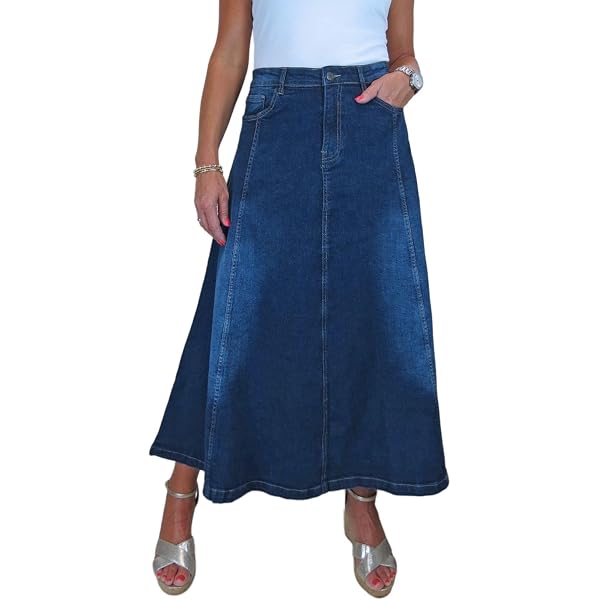 Jupe Mi-longue évasée Style Jean - Taille 40/42 - Noir Et Gris - Polyester - Neuf Sans étiquettes