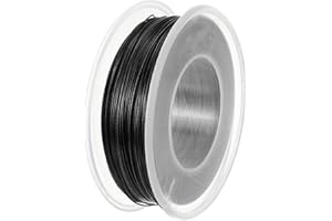 PATIKIL 328 Feet Picture Hanging Wire, Coated Cable 304 Stainless Steel Rope for Photo Frame Artwork Mirror Clothesline Railing, Black 0.02" Dia. 27.5lb Load