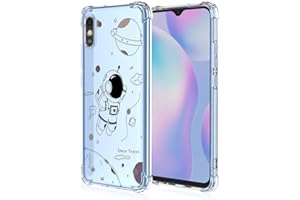BORYA Funda para Xiaomi Redmi 9AT/Redmi 9A, Transparente Ultradelgado Suave Sedoso Silicona Carcasa, Antigolpes TPU Bumper Estuche, Elegante Simple Caso, Astronauta
