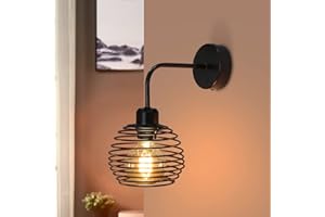 ZMH Aplique pared interior Lámpara de Pared Vintage - Retro Industrial Apliques de Pared con E27 Bombilla Negro Metal Jaula Luz de Pared para Dormitorio Sala de estar Bar Restaurante Corredor