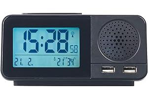 auvisio Radiosveglie - Radio senza fili Sveglia: Radiosveglia con 2 orari di sveglia, Igrometro e termometro, 2x USB, 2 A (Radiosveglia radiocontrollata, Radiosveglia Con Due Orari della sveglia)
