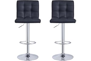 Panana Barstool Gas Lift Swivel Stool without Armrest for Home Bar Pub Breakfast (2, Black)