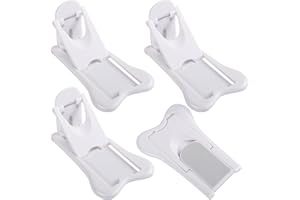JJSHUND Lot de 4 Bloque Porte Coulissante, Securite Fenetre Enfant Auto-adhésif Bloc Porte Securite Bebe Protection Sécurite Domestique Sans perçage pour Utilisation Porte Fenêtre Placard (Blanc)