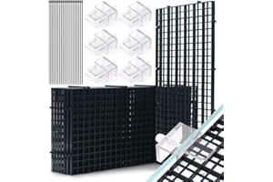 LINLAN 8 Pezzi 15 x 30 cm Divisore per Acquario, Vassoio Inferiore Filtro, Pannello a Griglia per Filtrazione Fai-da-Te e Protezione Fondo nell'Aquascaping (Nero con Staffa di Coertura Dell'acquario)
