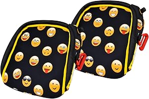 Bubblebum Inflatable Booster Car Seat - Travel Booster Seat - Portable Car Booster Seat - Booster Seat for Car - Narrow Slim Foldable Car Seat Booster - Perfect for Kids 4-11yrs Old - Twin Emoji
