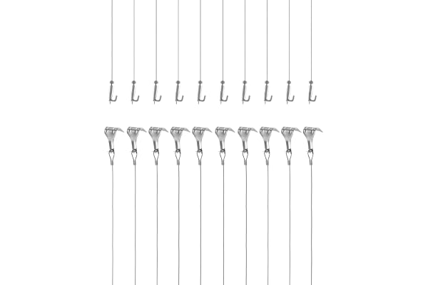 QWORK Kit Accrochage de Cadre Photo et Miroir, Fil Suspension en Acier Inoxydable Φ1.5mm x 2m avec Crochet Réglable et Crochets de Rail, Charge 40KG, 10 Pcs