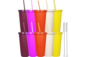 YISITUO Reusable 24 Oz,Plastic Cups, (10, Farbenfroh)