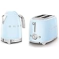 Smeg 50’s Style Retro Range Breakfast Set, 1.7L 3000W Variable Temperature Kettle and Multi-Functional Control 2-Slice 950W Toaster, Pastel Blue, KLF04PBUK/ TSF01PBUK