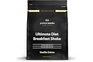 THE PROTEIN WORKS Protein Works - Ultimate Diet Breakfast Shake, On-the-Go Healthy Weight Loss Meal Replacement, Added Caffeine, Low Calorie, Low Sugar, Vanilla Crème, 9 Servings, 500g