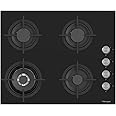 Bompani 60cm Built-In Hob, 4 Gas Euro Type Pool Burners, Sabaf Burners, Tempered Black Glass - One Year Manufacturer Warranty - BO217VFT Black