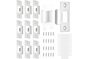 Modurio Door Strike Plate - 10 Pack Stainless Internal Door Latch Plates with Dust Boxes & Matching Screws - Durable & Easy to Install Door Latches for Internal Doors Safety