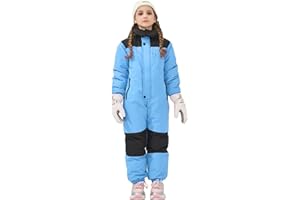 Owntop Schneeanzug Kinder - Leichter Schneeoverall Mädchen Jungen, Wasserdicht Winddicht Skianzug für Kinder mit Abnehmbare Kapuze, Verdickt Warm Skioverall, 98-128 CM, Unisex