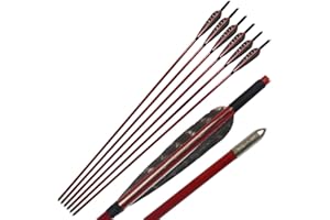 e5e10 6Pcs Gorgeous Painted 33.5" Wooden Arrows Eagle Feather Fletching Traditional Target Arrows for Recurve Bow or Longbow Hunting Target Practice, Red Brown
