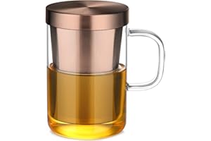 ecooe Kubek z Zaparzaczem, Stal Nierdzewna/Szkło, Srebrny/Przezroczysty, 500 ml