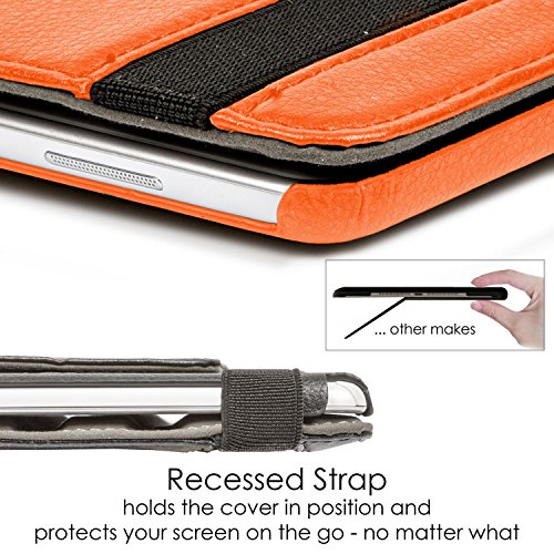 Forefront Cases® Neue Leder Drehbar Hülle Tasche Case Cover für Samsung Galaxy Tab E 9.6 T560 (Juli 2015) – PU Ledertasche lederhülle 360° Drehbarer Stand mit Rundum-Geräteschutz + Eingabestift Displayschutz - 7