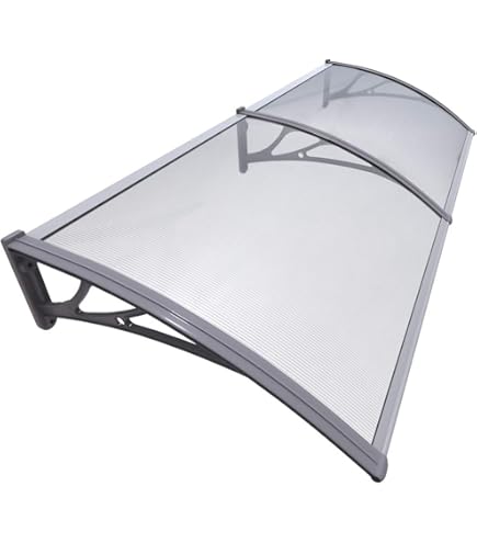 Marquise Polycarbonate 80x150cm - Protection Entrée Maison - Transparent Anti-UV - Structure ABS - Werka Pro