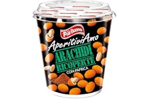 PIÙBUONO Più Buono CUP APERITIVIAMO: ARACHIDI RICOPERTE CON PAPRICA 125 Grammii di bontà Salatini APERITIVO Confezione SALVAFRESCHEZZA