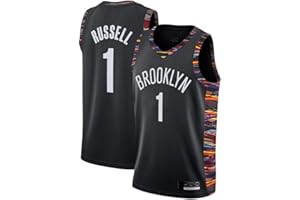 AP.DISHU Camisetas De Baloncesto para Hombres, Red De Brooklyn # 1 D'angelo Russell Baloncesto Camiseta Sin Mangas, Tela Cómoda Top Uniforme