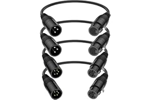 J&D XLR Kabel, XLR Stecker 3-Polig auf 5-Polig & männlich zu weiblich Audio Adapter, 4er-Pack 5-Poliges auf 3-Poliges DMX Beleuchtungskabel, 30 cm
