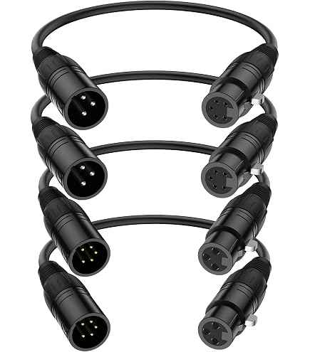 Câble DMX Spirale Blindé 3 Broches - 1 Mètre, Mâle Vers Femelle, Pour éclairage Scénique Et DJ