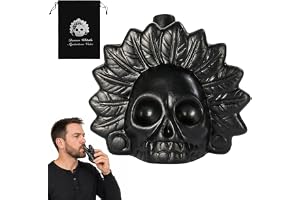 NKFBEV Aztekisk dödsvisselpipa, skrikande aztekkrigspipa, autentisk humanblad, 125 dB skrikande Aztec Death Whistle med dragskopåse för halloween de dödas dag (C)