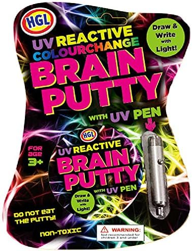 UV Brain Putty with UV Pen for Adults &amp; Kids Playdough Bouncy Clever Slime Stress Relief Magic DIY Toy Great Birthday or Xmas Present