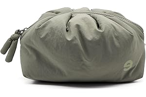 PONETTE - Neceser Mujer Vive Grande con Forma de Gyoza de Tejido Verde con Cremallera y Tirador a Tono, Forro, Viaje, Piscina, Gimnasio, Estuche, Bolsa de Aseo, Marca Española