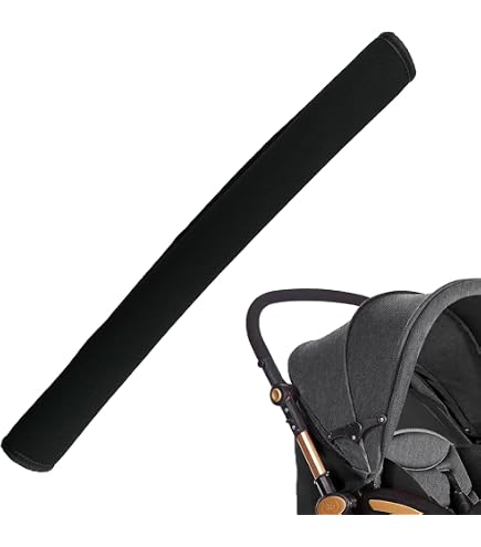 Housse de Poignée de Landau, Housse de Poignée de Poussette en Cuir PU 52X12cm avec Fermeture éclair pour Accessoires de Poussette (BLACK