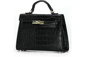 mothgel Womens Mini Leather Satchel Bags 7.8 * 2.5 * 5.5in Shoulder Purses Top Handle Handbags Ladies Designer Purses (Black), Black