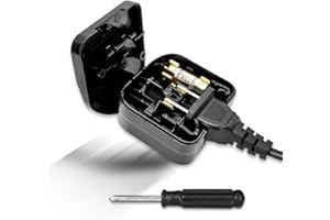 JIUGGLAD US to UK Plug Adapter with Screwdriver, USA to UK Plug Adaptor, China to UK Plug Adapter, Convert USA, Chinese, and Japanese Type A Plugs to UK Plug with Safety Fuse(13A, Black)