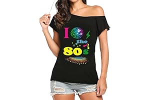 Fashion Sports Dude Camiseta Mujer I Love The 80s con Bola Disco – Estilo Retro Vintage para Fiestas Temáticas, Disfraces y Eventos Años 80 – Tallas 36 a 54