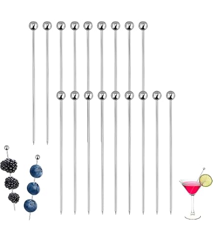 10 stuzzicadenti in acciaio inox per cocktail, frutta, stuzzicadenti, antipasti, stuzzicadenti, per panini, barbecue, snack e cocktail