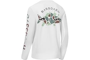 Bassdash T-Shirt Anti UV Homme Manche Longue UPF 50+ Chemises de Pêche Graphiques pour Hommes Évacuation de l'humidité Protection Solaire UV
